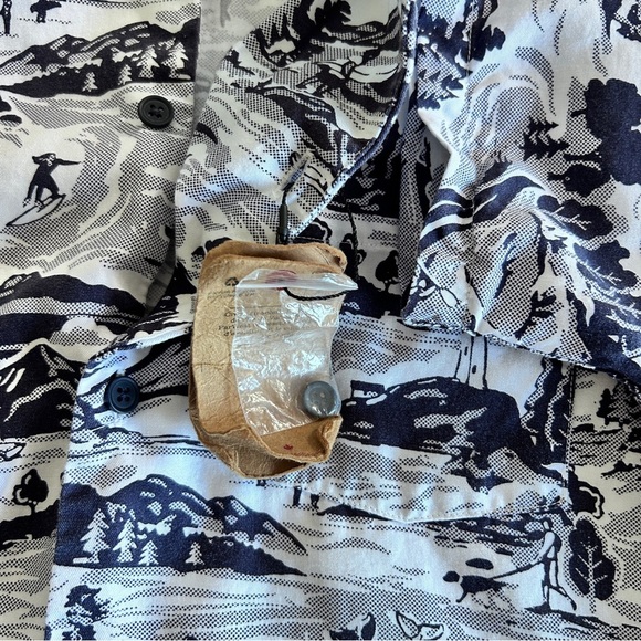 Far West Shirt Short Sleeve Men's Medium Black and White Coastal Nautical Summer - Picture 8 of 12